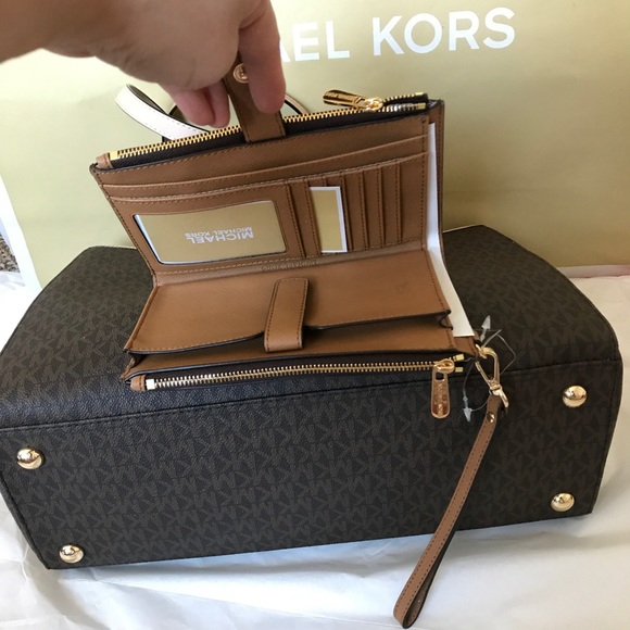 💦🌻mk tote set🌻shoulder bag & wallet/large/brown - Picture 4 of 8